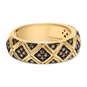 Bids.com 10K Yellow Gold Plated .925 Sterling Silver 3/8 Cttw Champagne Diamond Geometric Style Band Ring - Size 7 Rings