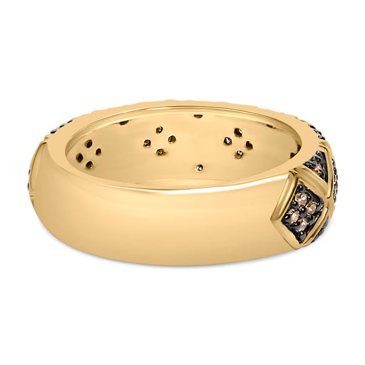 Bids.com 10K Yellow Gold Plated .925 Sterling Silver 3/8 Cttw Champagne Diamond Geometric Style Band Ring - Size 7 Rings