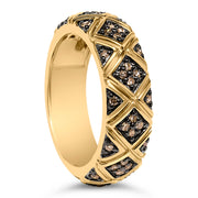 Bids.com 10K Yellow Gold Plated .925 Sterling Silver 3/8 Cttw Champagne Diamond Geometric Style Band Ring - Size 7 Rings