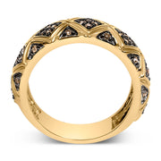 Bids.com 10K Yellow Gold Plated .925 Sterling Silver 3/8 Cttw Champagne Diamond Geometric Style Band Ring - Size 7 Rings