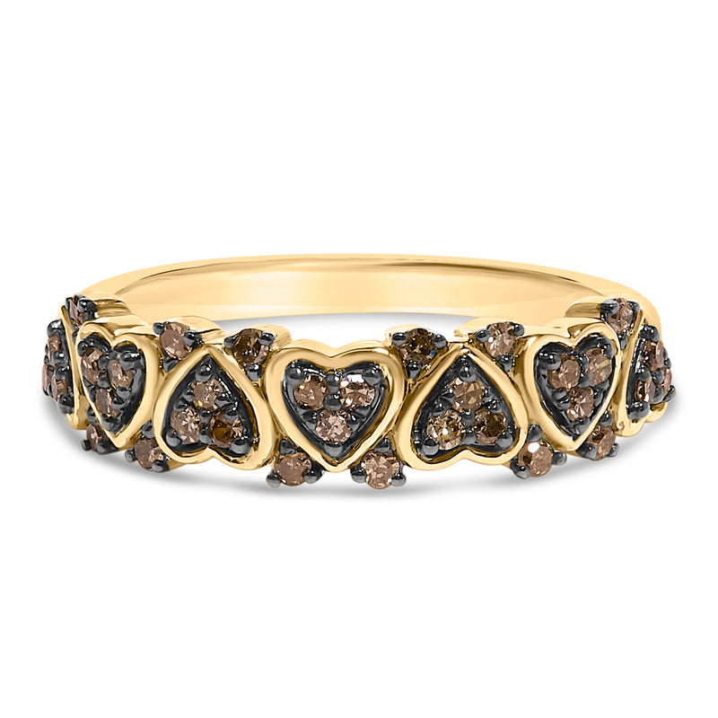 Bids.com 10K Yellow Gold Plated .925 Sterling Silver 1/3 cttw Natural Diamond Band Ring - Size 7 Rings