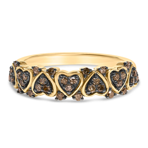 Bids.com 10K Yellow Gold Plated .925 Sterling Silver 1/3 cttw Natural Diamond Band Ring - Size 7 Rings