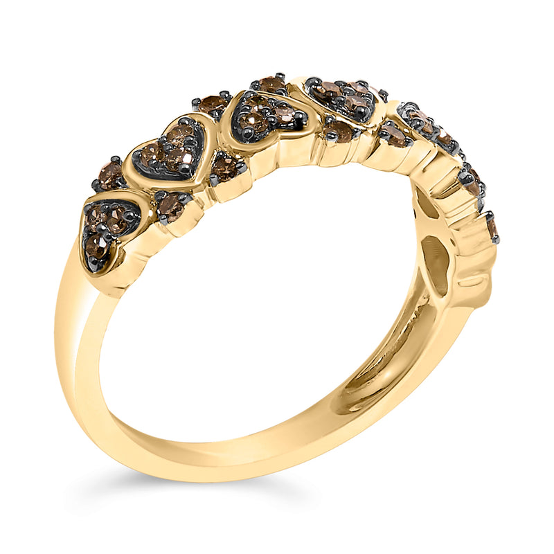 Bids.com 10K Yellow Gold Plated .925 Sterling Silver 1/3 cttw Natural Diamond Band Ring - Size 7 Rings