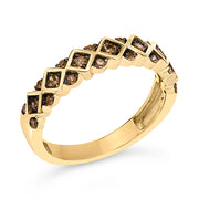 Bids.com 10K Yellow Gold Plated .925 Sterling Silver 1/4 Cttw Champagne Diamond Geometric Band Ring - Size 7 Rings