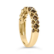 Bids.com 10K Yellow Gold Plated .925 Sterling Silver 1/4 Cttw Champagne Diamond Geometric Band Ring - Size 7 Rings