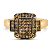 Bids.com 10K Yellow Gold Plated .925 Sterling Silver 1/2 Cttw Champagne Diamond Step Up Ring - Size 7 Rings
