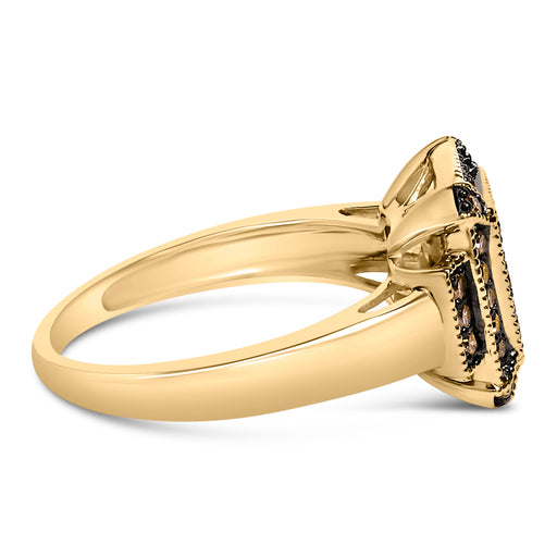 Bids.com 10K Yellow Gold Plated .925 Sterling Silver 1/2 Cttw Champagne Diamond Step Up Ring - Size 7 Rings