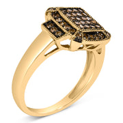 Bids.com 10K Yellow Gold Plated .925 Sterling Silver 1/2 Cttw Champagne Diamond Step Up Ring - Size 7 Rings