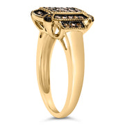 Bids.com 10K Yellow Gold Plated .925 Sterling Silver 1/2 Cttw Champagne Diamond Step Up Ring - Size 7 Rings