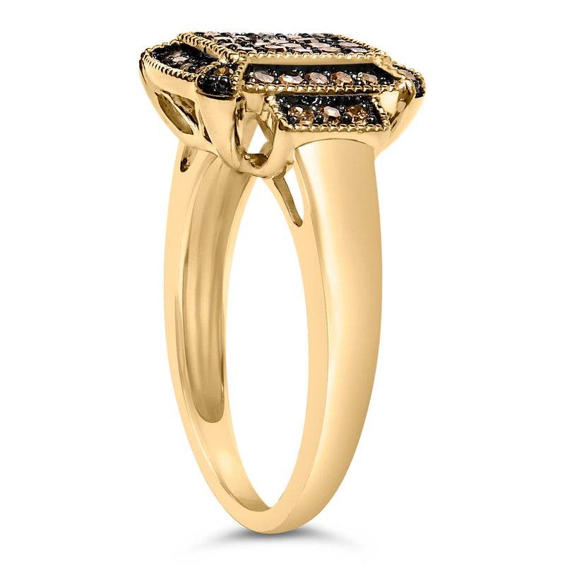 Bids.com 10K Yellow Gold Plated .925 Sterling Silver 1/2 Cttw Champagne Diamond Step Up Ring - Size 7 Rings