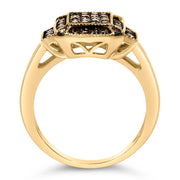 Bids.com 10K Yellow Gold Plated .925 Sterling Silver 1/2 Cttw Champagne Diamond Step Up Ring - Size 7 Rings