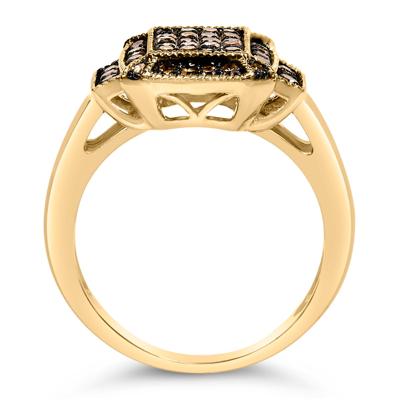 Bids.com 10K Yellow Gold Plated .925 Sterling Silver 1/2 Cttw Champagne Diamond Step Up Ring - Size 7 Rings