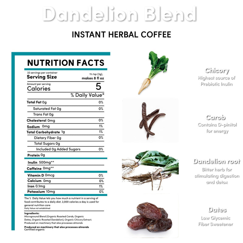 Teeccino Instant Dandelion Herbal Coffee Instant Coffee