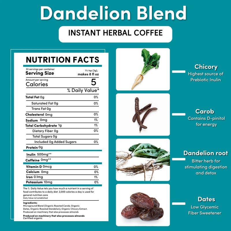 Teeccino Instant Dandelion Herbal Coffee Instant Coffee