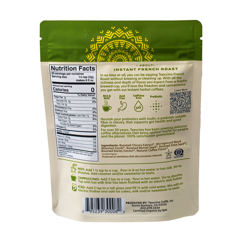 Teeccino Instant French Roast Herbal Coffee Instant Coffee