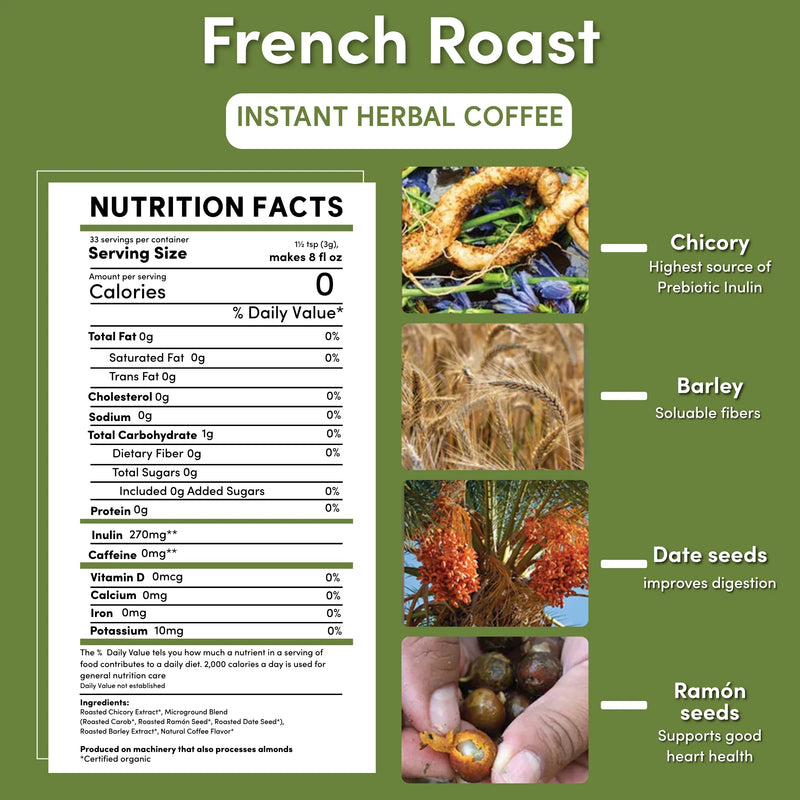 Teeccino Instant French Roast Herbal Coffee Instant Coffee