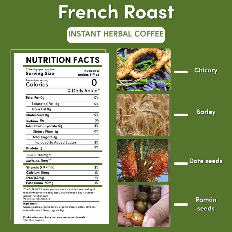 Teeccino Instant French Roast Herbal Coffee Instant Coffee