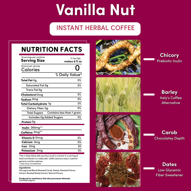 Instant Vanilla Nut Herbal Coffee
