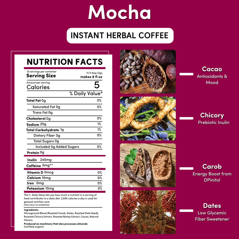 Teeccino Instant Mocha Herbal Coffee Instant Coffee