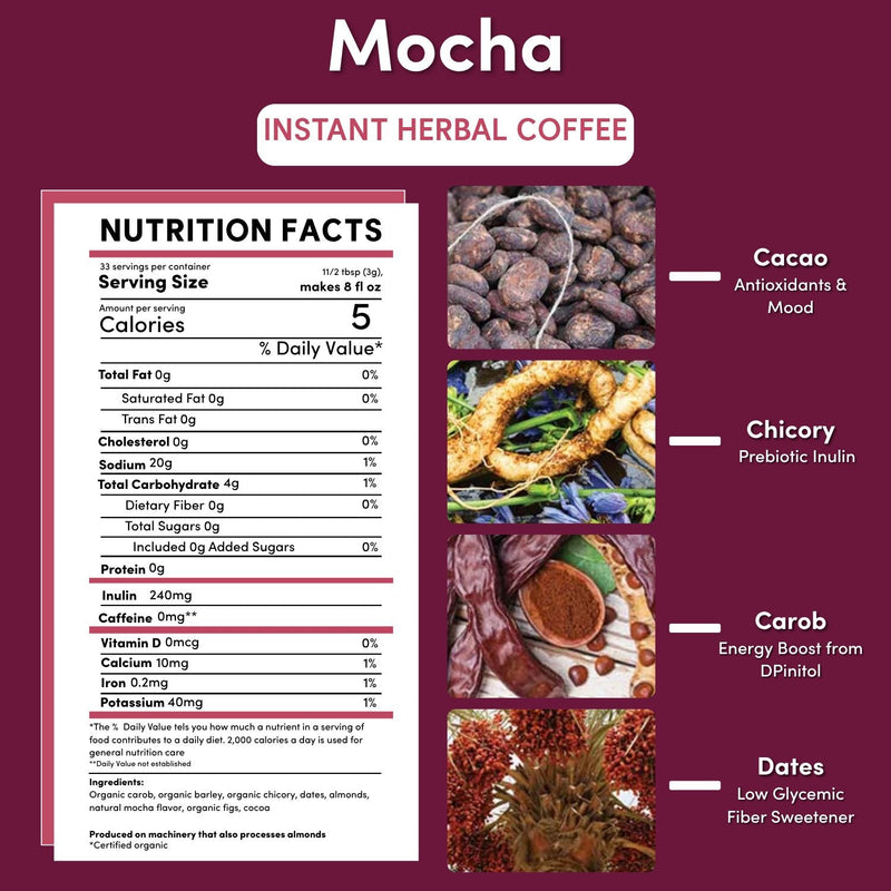 Teeccino Instant Mocha Herbal Coffee Instant Coffee
