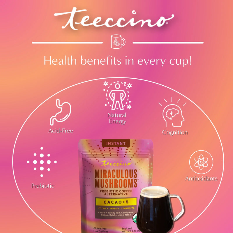Teeccino Miraculous Mushrooms® Cacao + 5 Instant Coffee