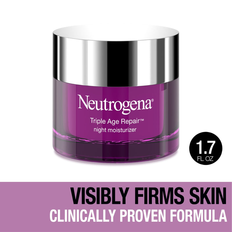 Neutrogena Neutrogena Triple Age Repair Anti-Aging Night Cream With Vitamin C; Fights Wrinkles & Evens Tone, Firming Anti-Wrinkle Face & Neck Cream; Glycerin & Shea Butter, 1.7 Oz Lotion & Moisturizer