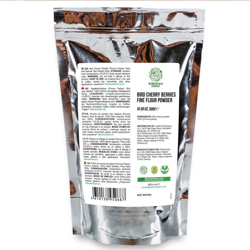 SiberianGreen.com Premium Wild-Harvested Bird Cherry Flour, 300g – Natural & Nutrient-Rich Tea & Infusions