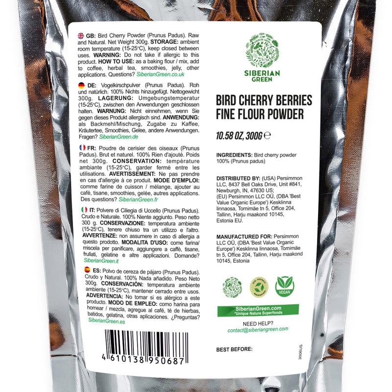 SiberianGreen.com Premium Wild-Harvested Bird Cherry Flour, 300g – Natural & Nutrient-Rich Tea & Infusions