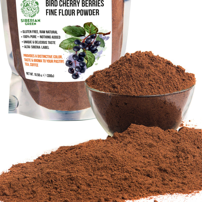 SiberianGreen.com Premium Wild-Harvested Bird Cherry Flour, 300g – Natural & Nutrient-Rich Tea & Infusions