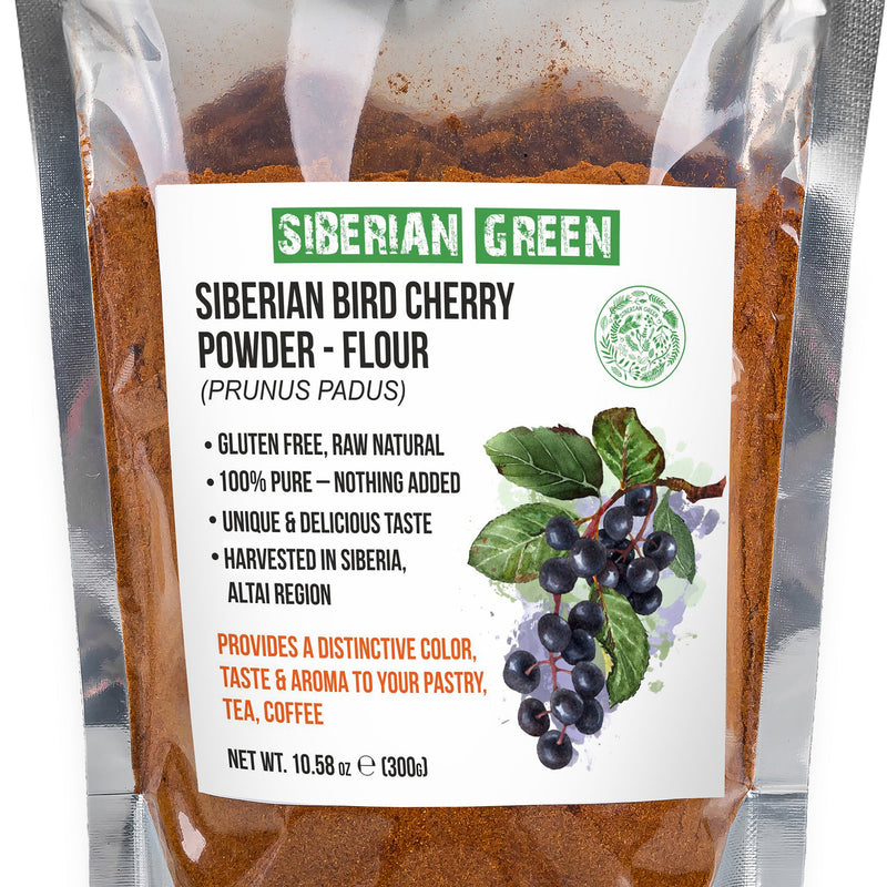 SiberianGreen.com Premium Wild-Harvested Bird Cherry Flour, 300g – Natural & Nutrient-Rich Tea & Infusions