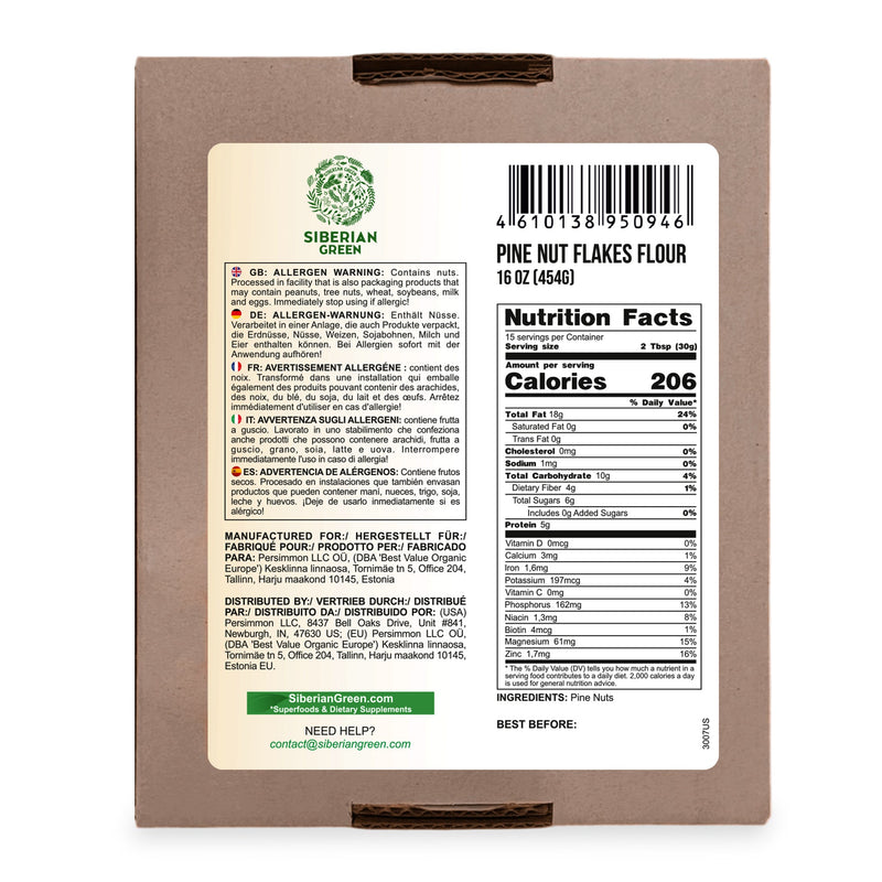 SiberianGreen.com Siberian Pine Nut Flour (Kernel Powder) – 454g / 1 lb Tea & Infusions