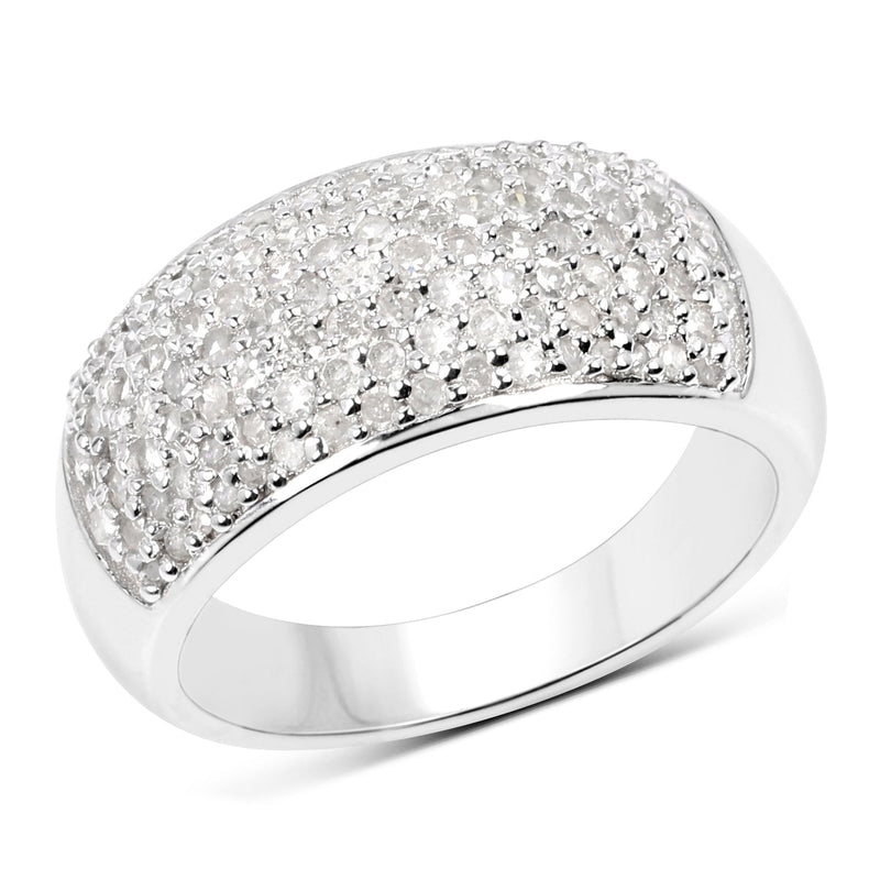 Bids.com 0.96 Carat Genuine White Diamond .925 Sterling Silver Ring Rings