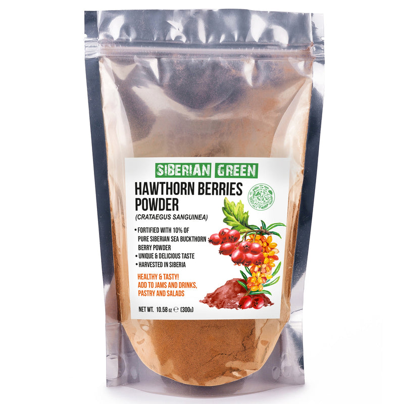 SiberianGreen.com Siberian Hawthorn Powder with Sea Buckthorn – 300g Tea & Infusions