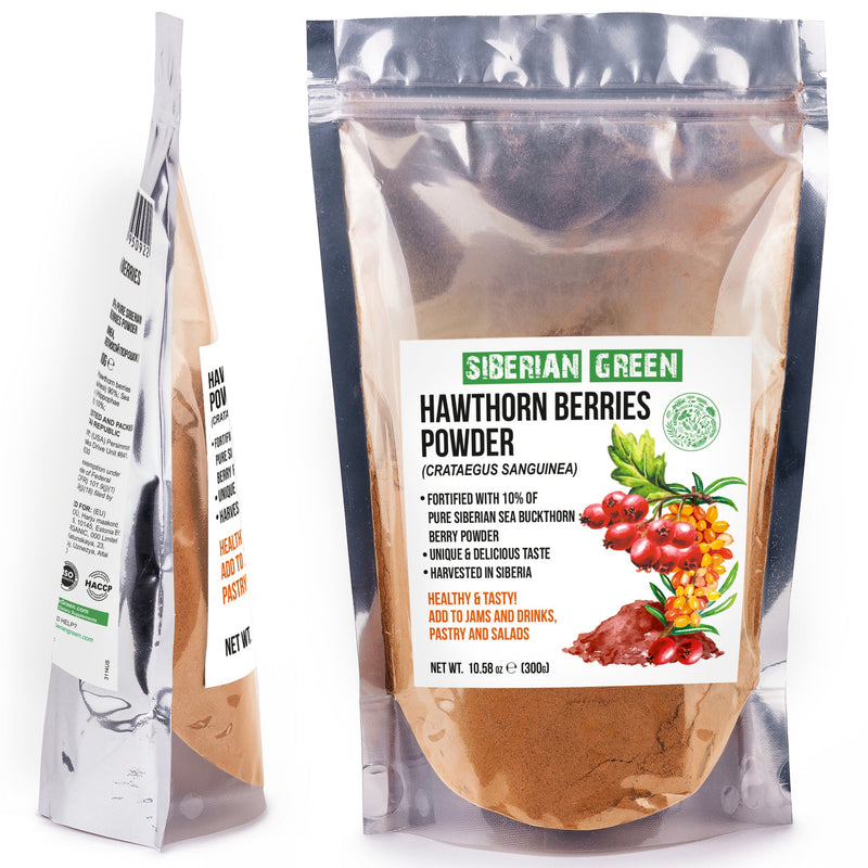 SiberianGreen.com Siberian Hawthorn Powder with Sea Buckthorn – 300g Tea & Infusions
