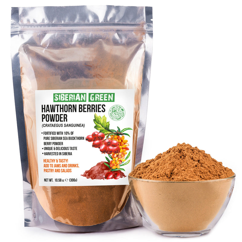 SiberianGreen.com Siberian Hawthorn Powder with Sea Buckthorn – 300g Tea & Infusions