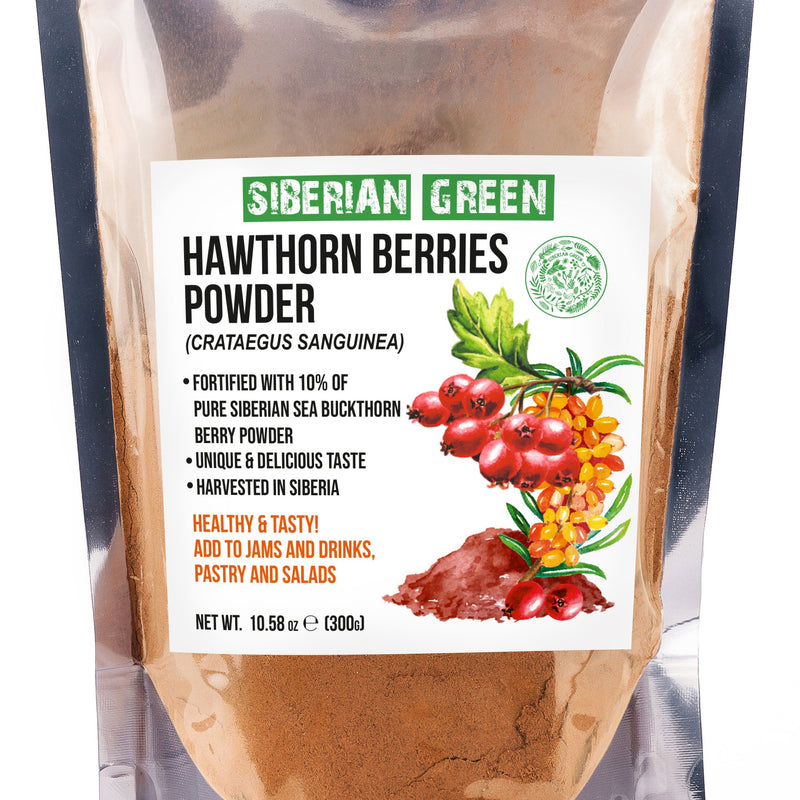 SiberianGreen.com Siberian Hawthorn Powder with Sea Buckthorn – 300g Tea & Infusions