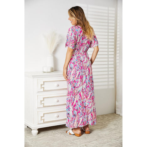 Double Take Multicolored V-Neck Maxi Dress