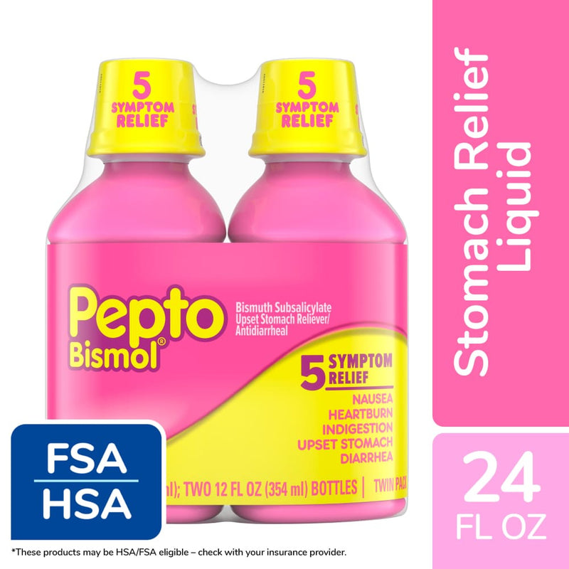Pepto Bismol Pepto Bismol 5 Symptom Relief Liquid Pack Of 2, Original, 24 Oz Health & Beauty