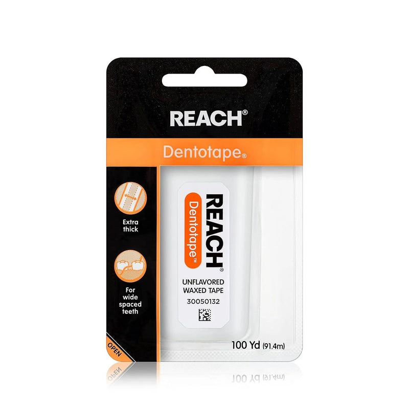 Reach Reach Dentotape Waxed Dental Floss Tape Unflavored 100 Yards Dental Floss