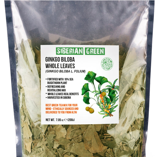 SiberianGreen.com Organic Ginkgo Leaf Tea – 200g Premium Ginkgo Biloba Leaves with Sea Buckthorn Tea & Infusions