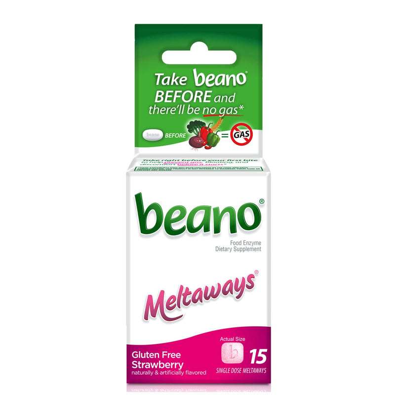 Beano Beano Strawberry Meltaways – Rapid Dissolution Food Enzyme Supplement – 15 ct Vitamins & Supplements White Smoke