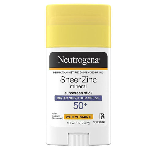 Neutrogena Neutrogena Sheer Zinc Oxide Mineral Sunscreen Stick With Vitamin E, Broad Spectrum SPF 50+ & UVA/UVB Protection, Water Resistant & Residue-Free Application, Paraben/Dye Free, 1.5 Oz Sunscreen