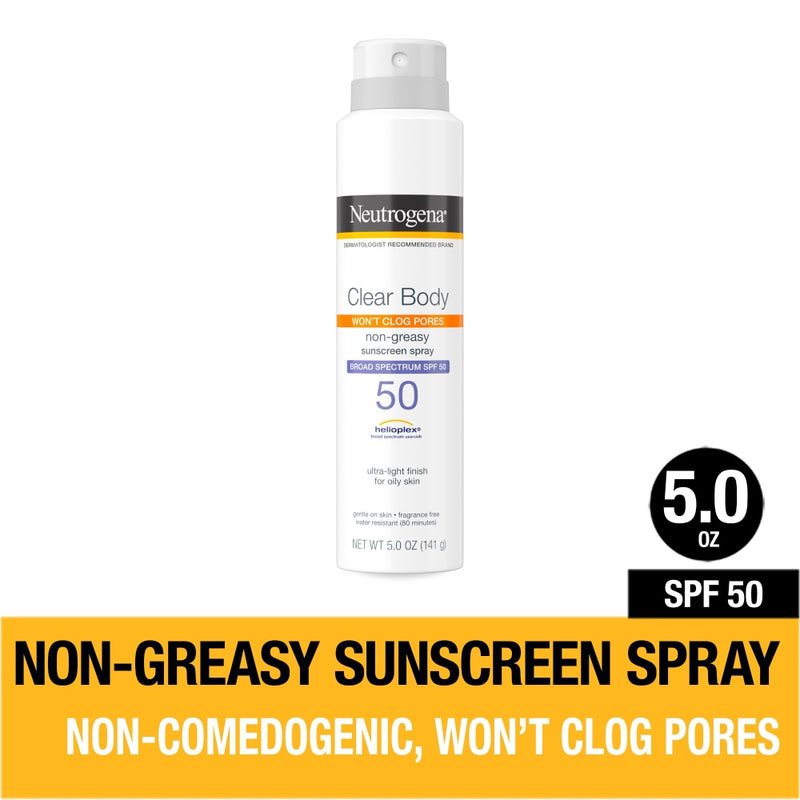 Neutrogena Neutrogena Clear Body SPF 50 Sunscreen Spray, Non-Comedogenic Sunscreen