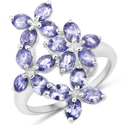 Bids.com 2.89 Carat Genuine Tanzanite .925 Sterling Silver Ring Rings