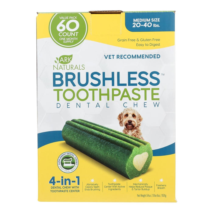Ark Naturals Brushless Toothpaste Dental Chews for Medium Dogs (60 Count)