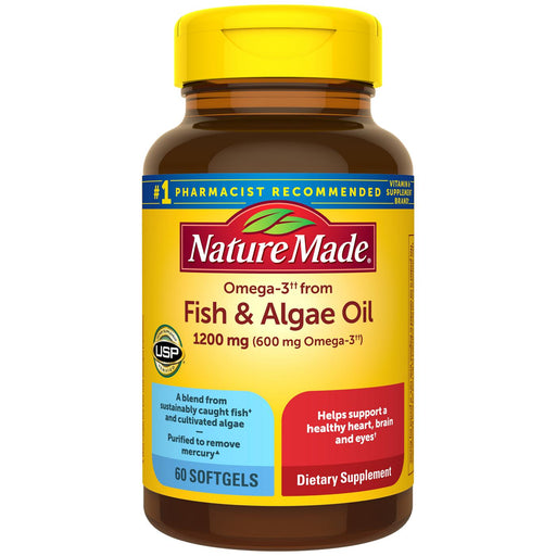 Nature Made Nature Made Omega-3 Fish & Algae Oil Soft Gels 60 ct Vitamins & Supplements