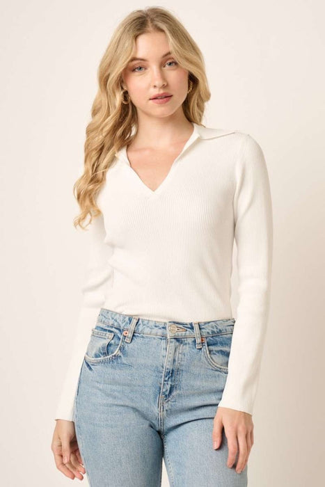 Long Sleeve Ribbed Knit Top