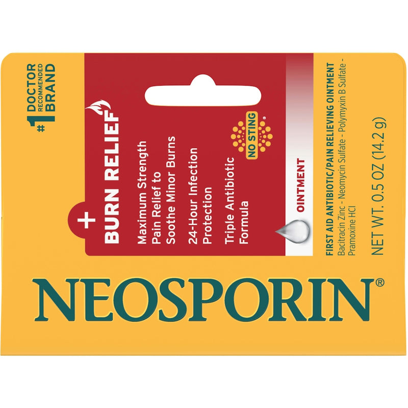 Neosporin Neosporin Burn Relief & First-aid Antibiotic Ointment With Bacitracin Zinc & Neomycin, 0.5 Ounce Health & Beauty