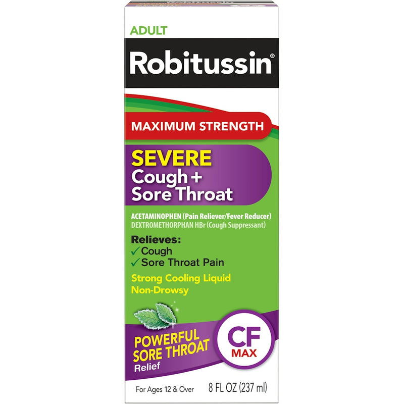 Robitussin Robitussin Adult Maximum Strength Severe Cough + Sore Throat Relief Medicine Mint Health & Beauty
