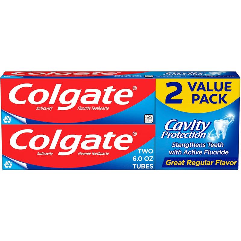 Colgate Colgate Toothpaste, Anticavity Fluoride, Cavity Protection, Great Regular Flavor, 2 Value Pack Toothpaste Orange Red